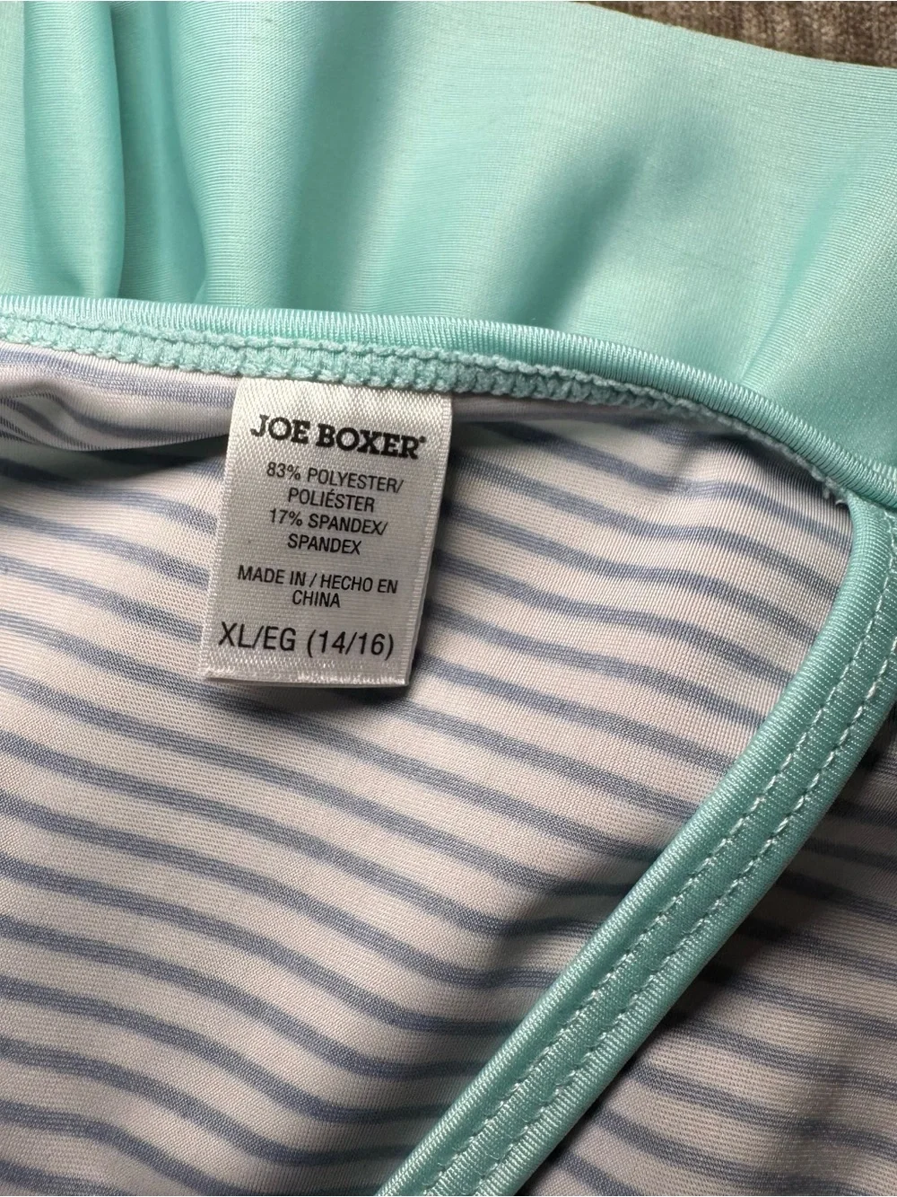 Striped Joe Boxer Tankini Top with Mint Heart Accent